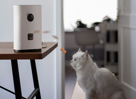 Έξυπνη Μηχανή Σνακ για Κατοικίδια με Κάμερα (Λευκό)