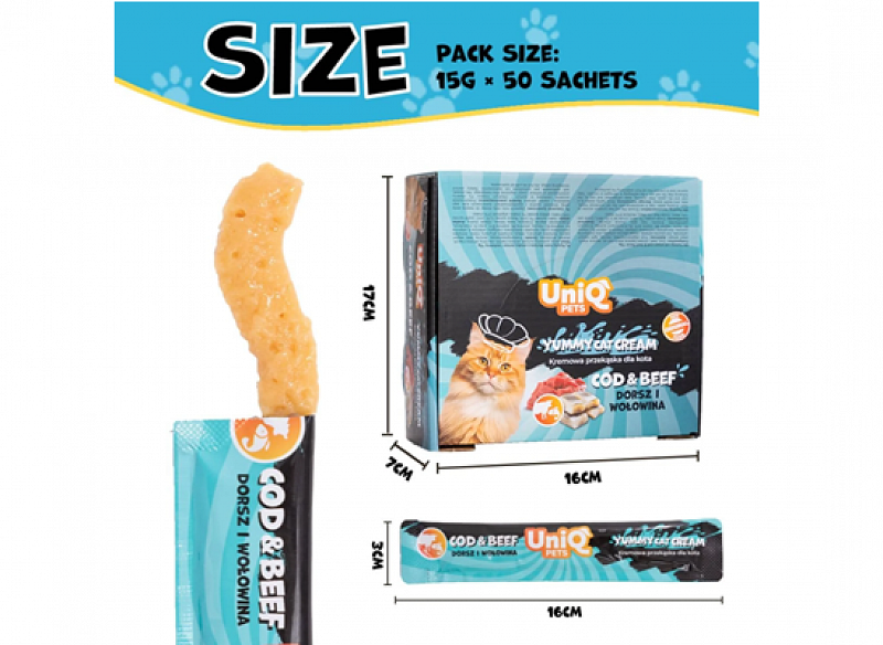  Yummy Cat Cream 15gr για Γάτες με Μπακαλιάρο και Βοδινό