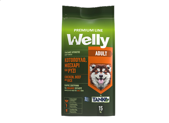 Welly Premium Line Adult με κοτόπουλο, μοσχάρι και ρύζι 