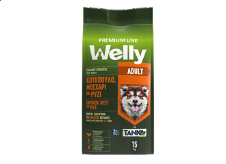 Welly Premium Line Adult με κοτόπουλο, μοσχάρι και ρύζι 